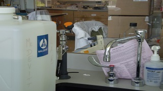 container blocking eyewash