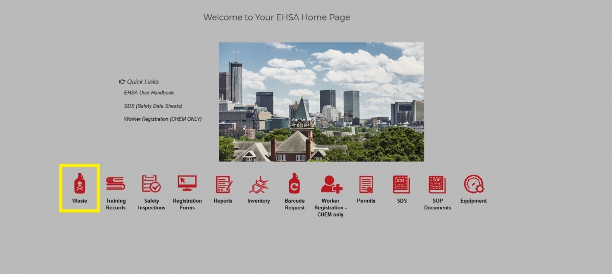Click on “Waste” icon
